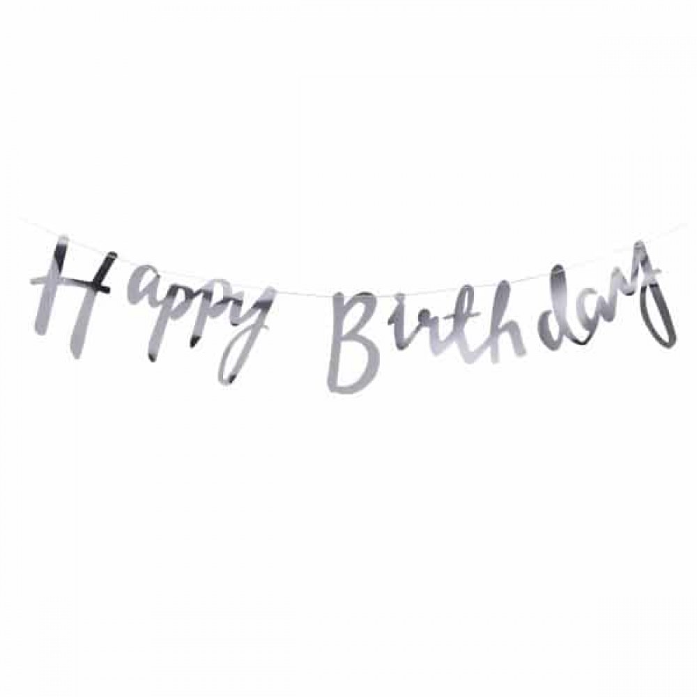 Girlanda Happy Birthday stříbrná Ollies